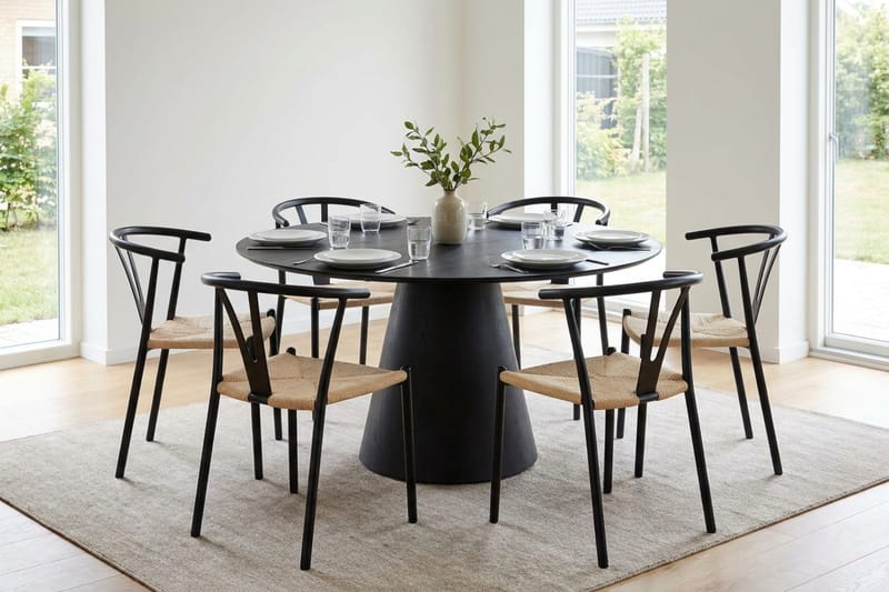 Siena Matgrupp runt 150 cm Svart med 6 Elysia Matstolar - Svart - Products - Möbler - Bord & matgrupp - Matgrupp