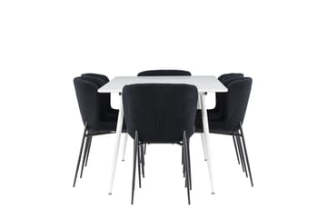 Silar Matgrupp 180 cm Rektangulär med 6 Modesto stolar - Vit/Svart - Products - Möbler - Bord & matgrupp - Matgrupp