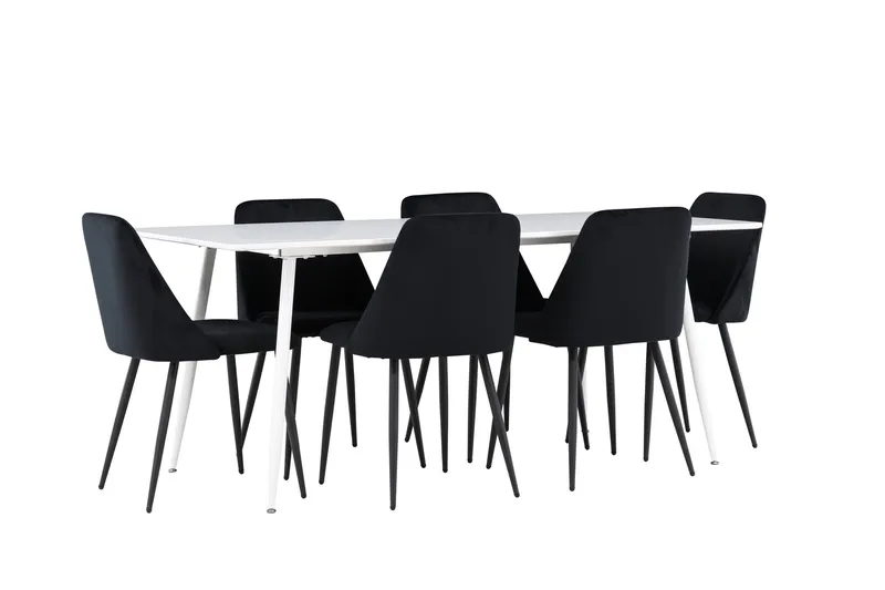Silar Matgrupp 180 cm Rektangulär med 6 Night stolar - Vit/Svart - Products - Möbler - Bord & matgrupp - Matgrupp