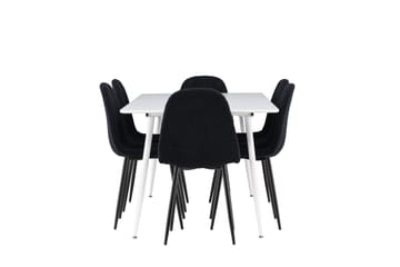 Silar Matgrupp 180 cm Rektangulär med 6 Polar stolar - Vit/Svart - Products - Möbler - Bord & matgrupp - Matgrupp