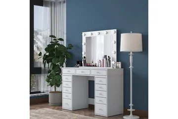 Ramender Stort Sminkbord med spegel och lampor med förvaring - Vit - Products - Möbler - Bord & matgrupp - Sminkbord & toalettbord