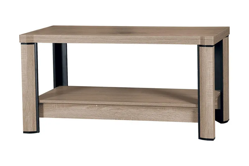 Chezum Soffbord 120 cm med Förvaring Hylla, Ekfärg/Beige/Grå