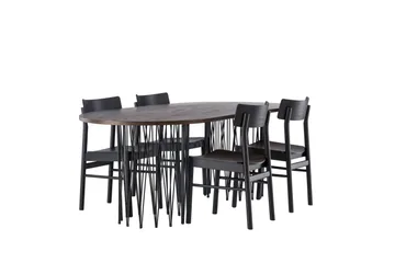 Stone Matgrupp + 4 Montros stolar Oval - Svart/Mocca - Products - Möbler - Bord & matgrupp - Matgrupp