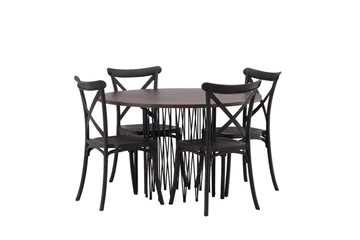 Stone Matgrupp 120 cm Rund med 4 Crosett stolar - Svart - Products - Möbler - Bord & matgrupp - Matgrupp