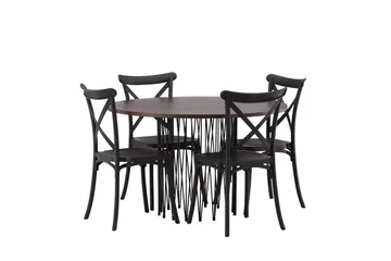 Stone Matgrupp 120 cm Rund med 4 Crosett stolar - Svart - Products - Möbler - Bord & matgrupp - Matgrupp