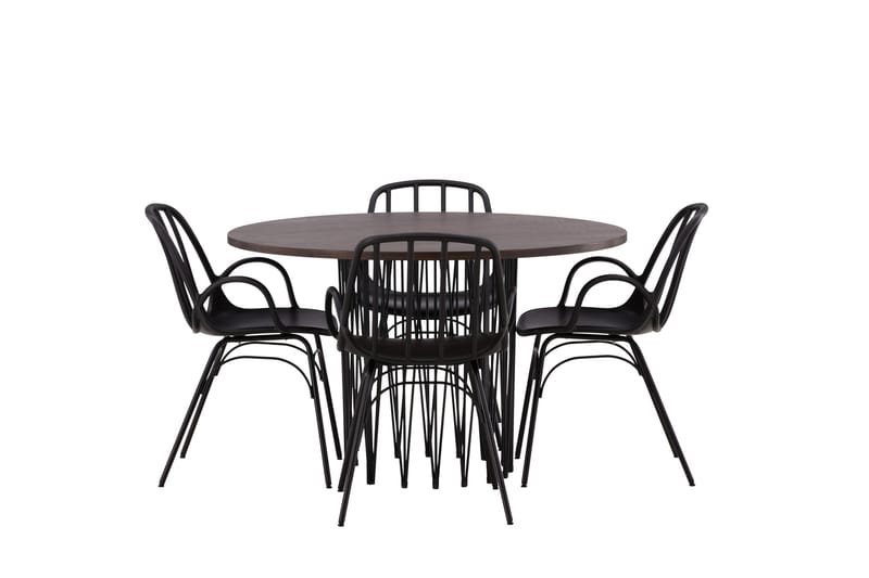 Stone Matgrupp 120 cm Rund med 4 Dyrön stolar - Svart - Products - Möbler - Bord & matgrupp - Matgrupp