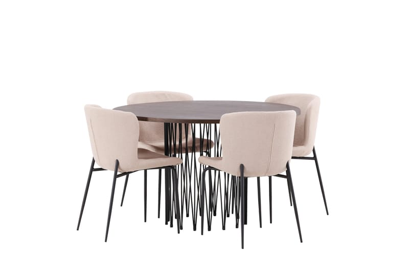 Stone Matgrupp 120 cm Rund med 4 Modesto stolar - Mörkgrå - Products - Möbler - Bord & matgrupp - Matgrupp