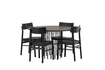 Stone Matgrupp 120 cm Rund med 4 Montros stolar - Svart - Products - Möbler - Bord & matgrupp - Matgrupp