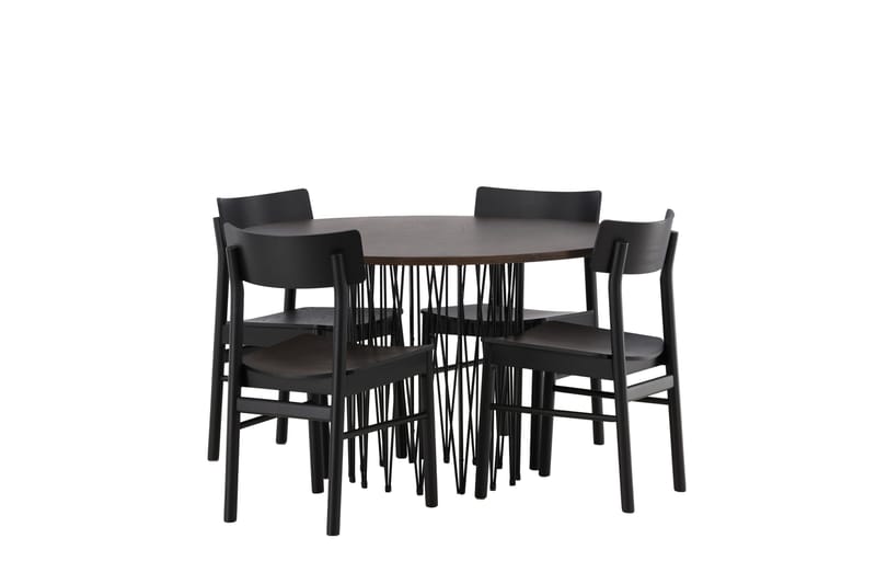 Stone Matgrupp 120 cm Rund med 4 Montros stolar - Svart - Products - Möbler - Bord & matgrupp - Matgrupp