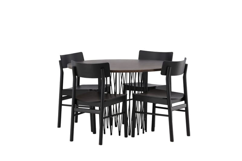 Stone Matgrupp 120 cm Rund med 4 Montros stolar - Svart - Products - Möbler - Bord & matgrupp - Matgrupp