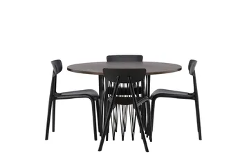 Stone Matgrupp 120 cm Rund med 4 Ursholmen stolar - Svart - Products - Möbler - Bord & matgrupp - Matgrupp