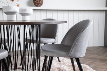 Stone Matgrupp 120 cm Rund med 4 Velvet stolar - Grå - Products - Möbler - Bord & matgrupp - Matgrupp