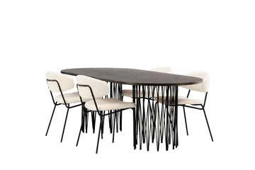 Stone Matgrupp 220 cm Oval med 4 Chico Stolar - Svart - Products - Möbler - Bord & matgrupp - Matgrupp