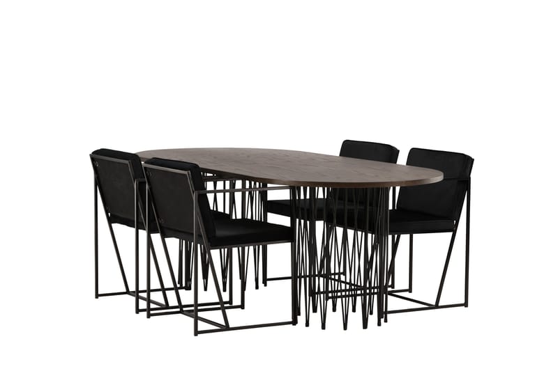 Stone Matgrupp 220 cm Oval med 4 Richmond stolar - Svart - Products - Möbler - Bord & matgrupp - Matgrupp