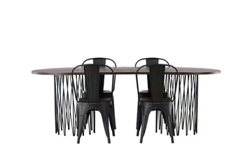 Stone Matgrupp 220 cm Oval med 4 Tempe Stolar - Svart - Products - Möbler - Bord & matgrupp - Matgrupp