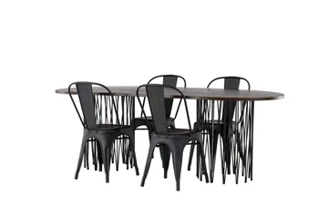 Stone Matgrupp 220 cm Oval med 4 Tempe Stolar - Svart - Products - Möbler - Bord & matgrupp - Matgrupp