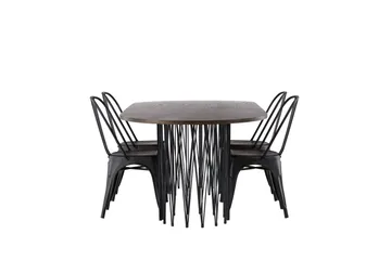 Stone Matgrupp 220 cm Oval med 4 Tempe Stolar - Svart - Products - Möbler - Bord & matgrupp - Matgrupp