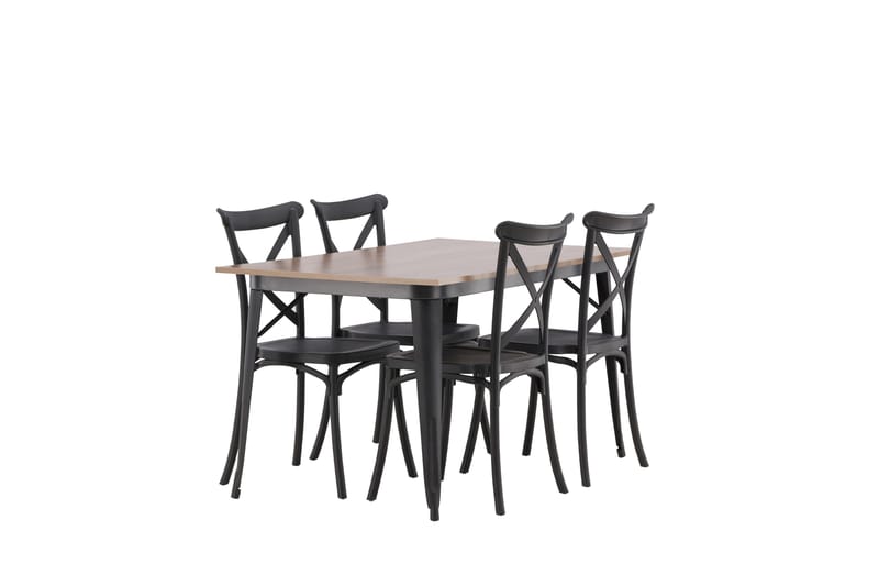 Tempe Matgrupp 140 cm Rektangulär med 4 Crosett stolar - Svart - Products - Möbler - Bord & matgrupp - Matgrupp
