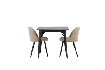 Tempe Matgrupp 80 cm Rektangulär med 2 Velvet stolar - Beige - Products - Möbler - Bord & matgrupp - Matgrupp