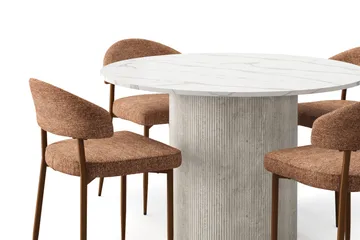 Uppveda Matbord 120 cm Rund med 4 st Jairam Matstolar - Vit - Products - Möbler - Bord & matgrupp - Matgrupp