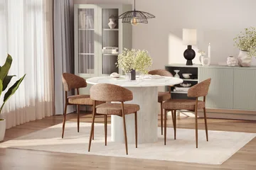 Uppveda Matbord 120 cm Rund med 4 st Jairam Matstolar - Vit - Products - Möbler - Bord & matgrupp - Matgrupp