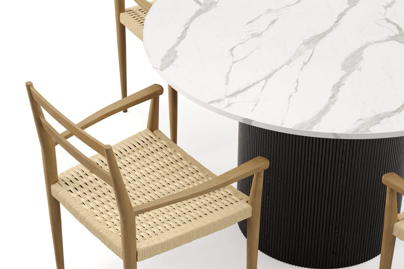 Uppveda Matbord 120 cm Rund med 4 st Jamna Karmstolar - Svart/Vit - Products - Möbler - Bord & matgrupp - Matgrupp