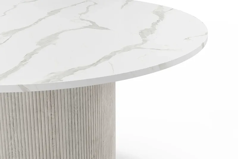 Uppveda Matbord 120 cm Rund Vitt med 4 Reciclar Matstolar - Vit/Greige - Products - Möbler - Bord & matgrupp - Matgrupp