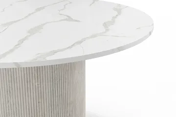 Uppveda Matbord 120 cm Runt Vitt med 4 Sawako Greige Stolar - Vit/Greige - Products - Möbler - Bord & matgrupp - Matgrupp