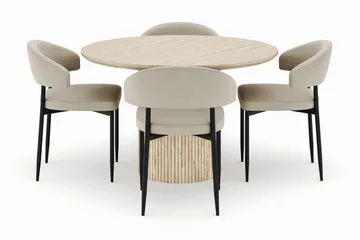 Uppveda Matbord Runt 120 cm med 4 Sawako Stolar - Beige - Products - Möbler - Bord & matgrupp - Matgrupp