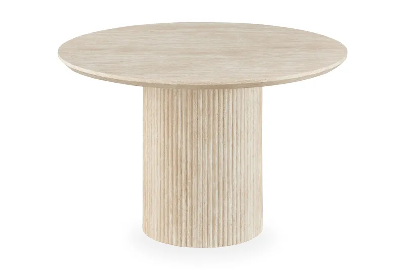 Uppveda Matbord Runt 120 cm Travertin utseende, Beige