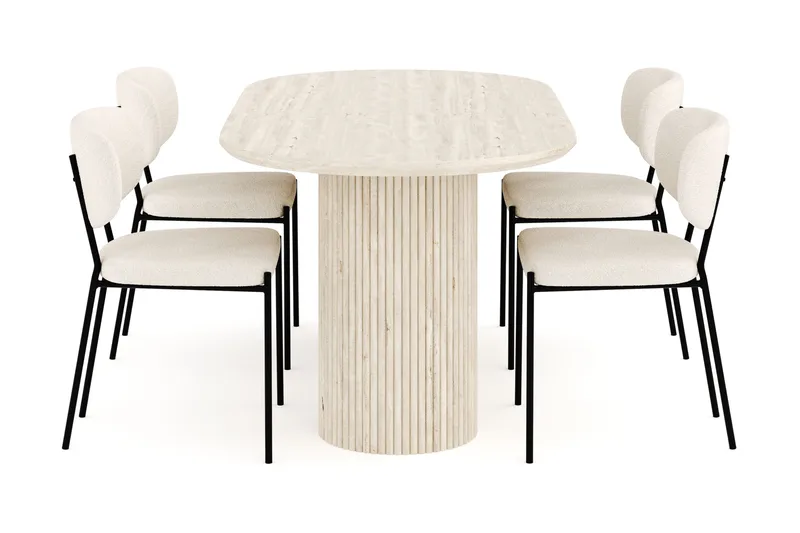 Uppveda Matgrupp 180 cm Oval med 4 Gemmiano Matstolar - Travetin - Products - Möbler - Bord & matgrupp - Matgrupp