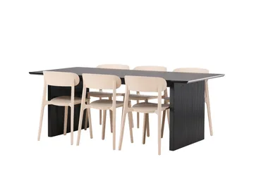 Vail Matgrupp 200 cm Rektangulär med 6 Åstol stolar - Svart - Products - Möbler - Bord & matgrupp - Matgrupp