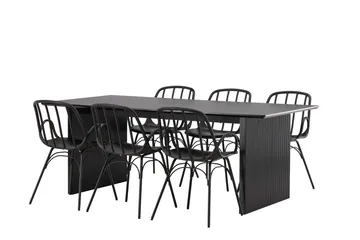 Vail Matgrupp 200 cm Rektangulär med 6 Dyrön stolar - Svart - Products - Möbler - Bord & matgrupp - Matgrupp