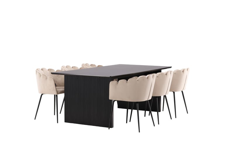 Vail Matgrupp 200 cm Rektangulär med 6 Limhamn stolar - Beige - Products - Möbler - Bord & matgrupp - Matgrupp