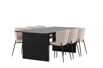 Vail Matgrupp 200 cm Rektangulär med 6 Modesto stolar - Beige - Products - Möbler - Bord & matgrupp - Matgrupp