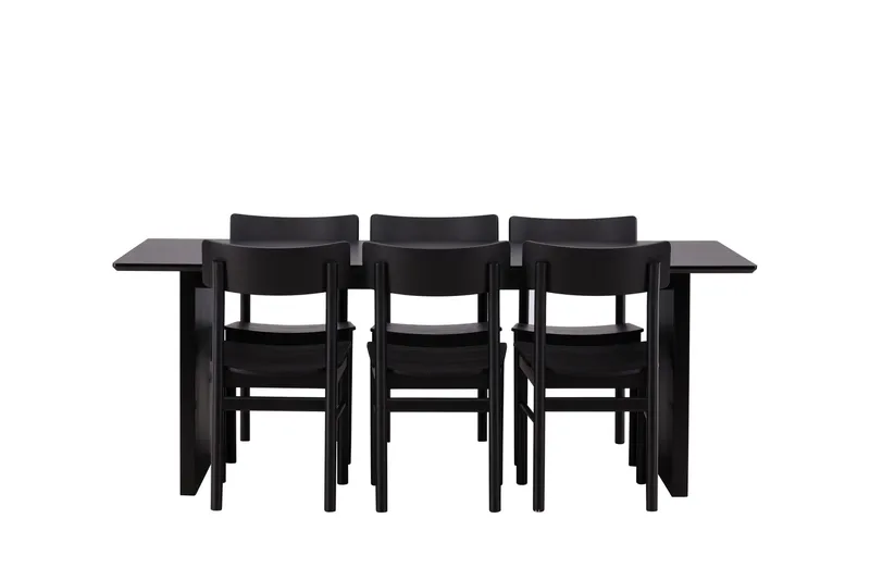 Vail Matgrupp 200 cm Rektangulär med 6 Montros stolar, Svart