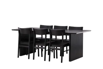 Vail Matgrupp 200 cm Rektangulär med 6 Montros stolar - Svart - Products - Möbler - Bord & matgrupp - Matgrupp