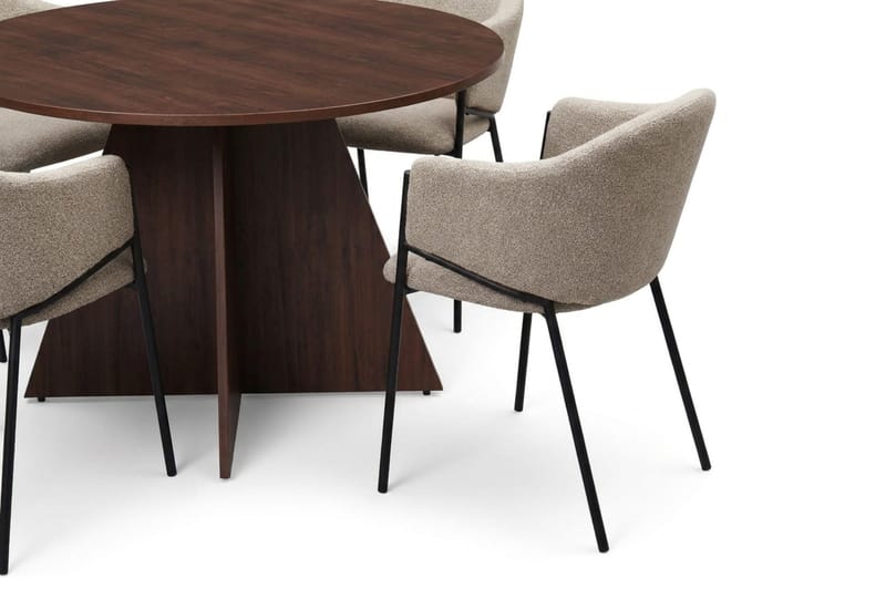 Vera Matgrupp runt 110 cm Valnöt med 4 Filip Matstolar - Valnöt - Products - Möbler - Bord & matgrupp - Matgrupp