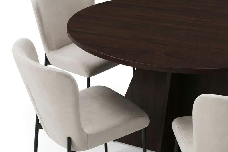Vera Matgrupp runt 130 cm Rökt Ek med 6 Elsie Matstolar - Rökt ek/Beige - Products - Möbler - Bord & matgrupp - Matgrupp