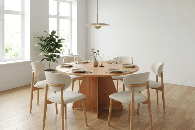 Vera Runt Matbord ø130 cm Fanér - Ek - Products - Möbler - Bord & matgrupp - Matbord & köksbord