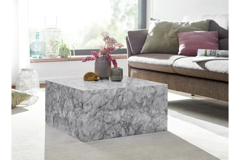 Willowdale Soffbord 60 cm Marmormönster - Vit/Grå - Products - Möbler - Bord & matgrupp - Soffbord