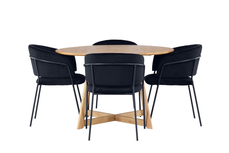 Yakidon Matgrupp 120 cm Rund med 4 Selma Stolar, Svart