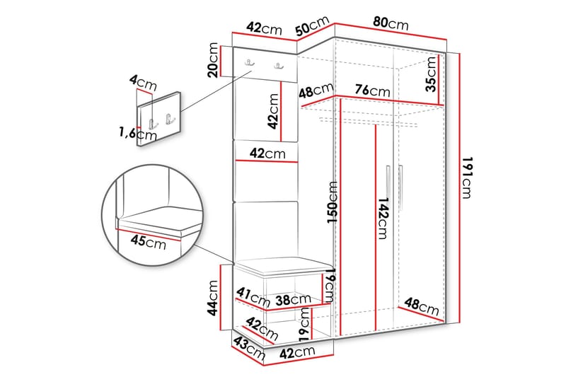 Farosa Hallmöbelset - Beige - Products - Möbler - Hallmöbler - Möbelset för hall & entre