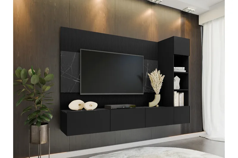 Bernice Tv-skåp 38x150 cm - Svart - Products - Möbler - TV- & Mediamöbler - TV-möbelset