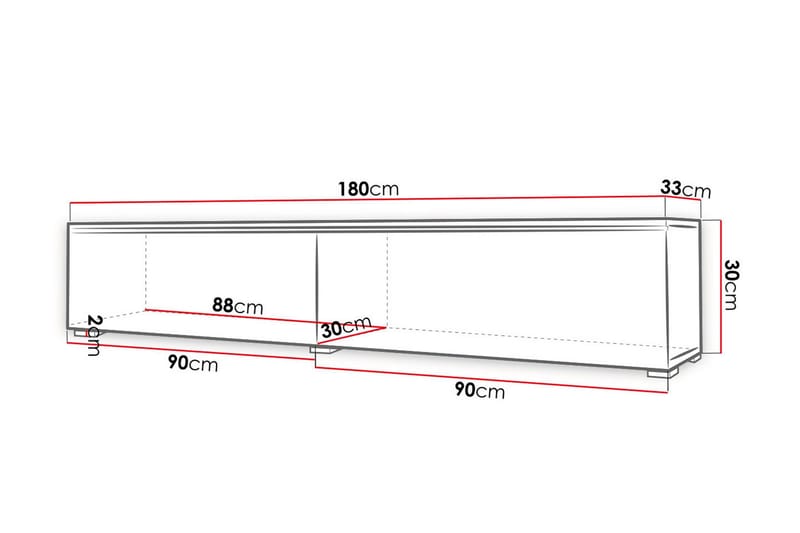 Cuguen TV-bänk 180 cm - Trä/Natur/Vit - Products - Möbler - TV- & Mediamöbler - TV bänk & mediabänk