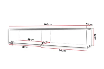 Cuguen Tv-skåp 180 cm - Vit/Grå - Products - Möbler - TV- & Mediamöbler - TV bänk & mediabänk
