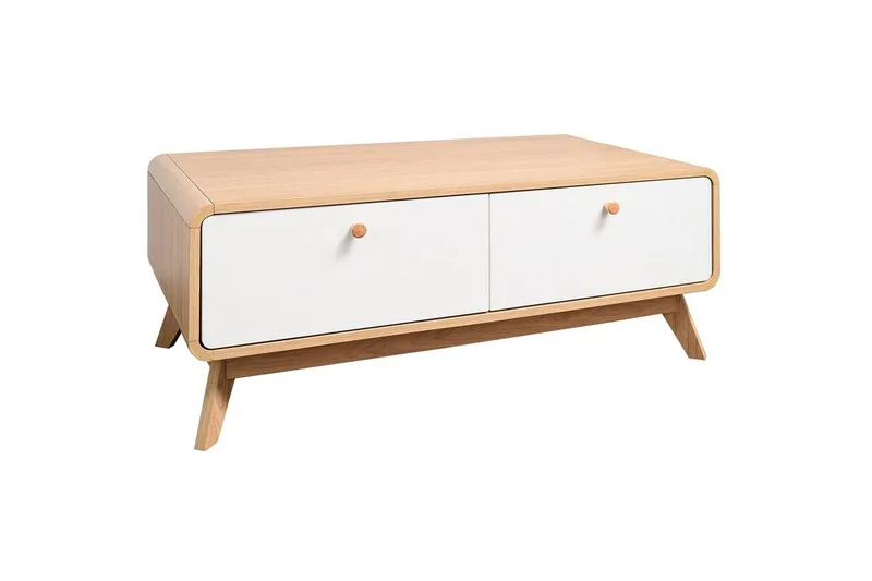 Lowboard Cassie 100x51x40 cm, Ek/Vit, 100x51x40 cm, Ek/Vit