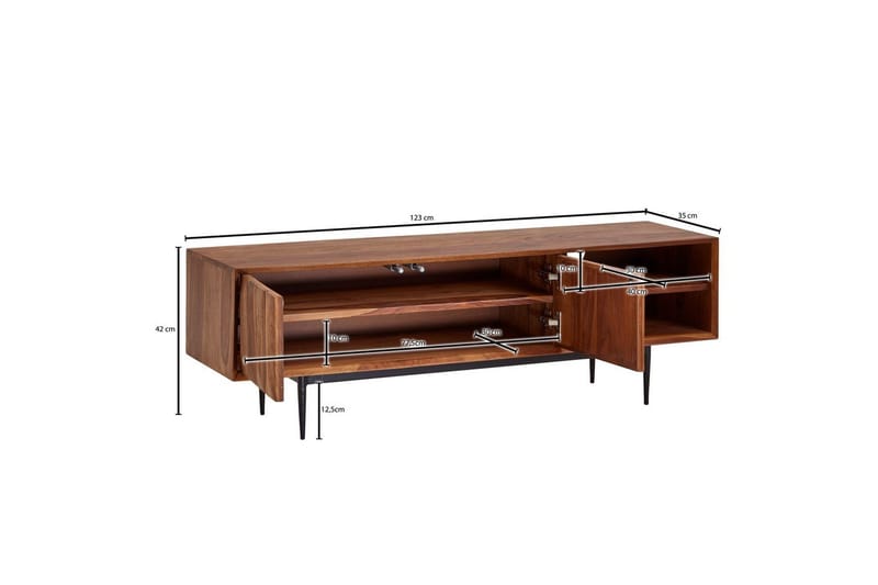 Lowboard Wohnling Massivt trä med förvaring 2 dörrar tryck för att öppna lantligt - Products - Möbler - TV- & Mediamöbler - TV bänk & mediabänk