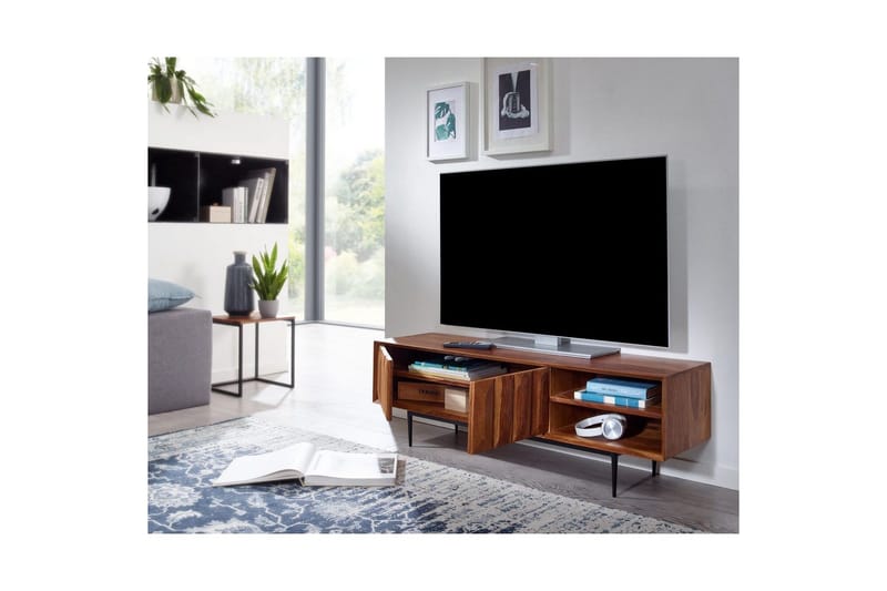 Lowboard Wohnling Massivt trä med förvaring 2 dörrar tryck för att öppna lantligt - Products - Möbler - TV- & Mediamöbler - TV bänk & mediabänk