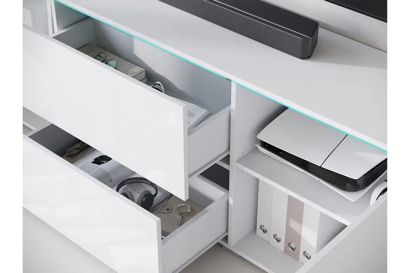 Sherie Tv-bänk 180 cm - Vit/Grå - Products - Möbler - TV- & Mediamöbler - TV bänk & mediabänk